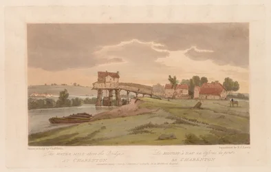 Ett urval av tjugo av de mest pittoreska vyerna i Paris: Vattenkvarnen ovanför bron...1803