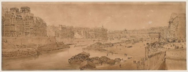 Ett urval av tjugo av de mest pittoreska vyerna i Paris: Utsikt över staden med Louvren från Pont Marie