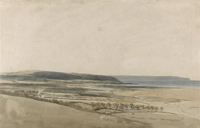 Estuary of the River Taw, Devon, ca 1801 (akvarell över penna på papper)
