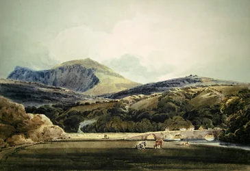 Mynydd Mawr, North Wales (penna och akvarell)