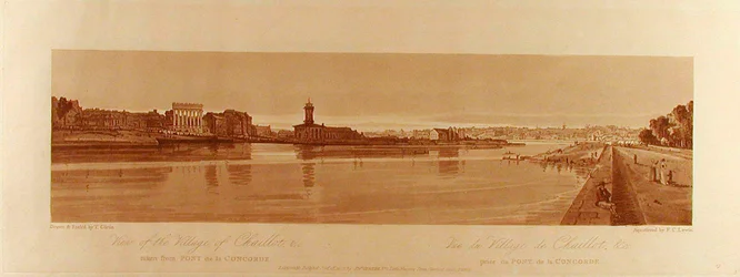 Ansicht des Dorfes Chaillot &c vom Pont de la Concorde aus gesehen
