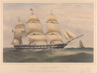 Clipperfartyget "Lincolnshire" (1858) 1100 ton, ca 1858 (litografi)