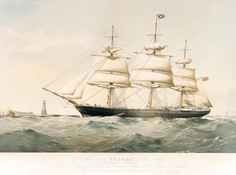 Litografi av Clipper-skeppet "Yatala