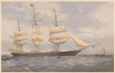 Clipperskeppet Norman Court, ca 1868-74 (färglitografi, grafit)