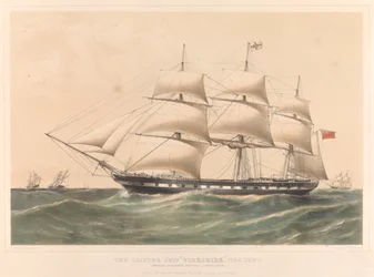 Clipperfartyget Yorkshire 1100 ton, ca 1857-60 (litografi i färg)