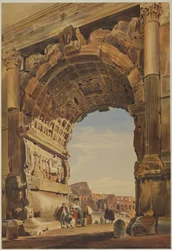Titusbågen och Colosseum, Rom