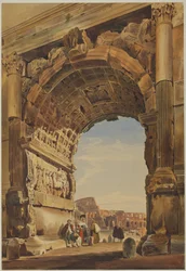 Titusbågen och Colosseum, Rom, 1846.