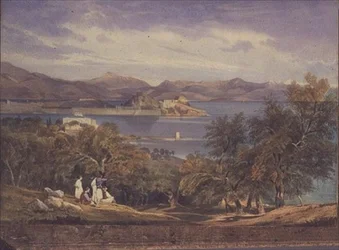 Citadellet på Korfu från Analipsis (akvarell)