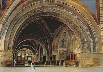 Interiören av den nedre basilikan St. Franciskus av Assisi, 1839 (wc und gouache med gummi arabicum)