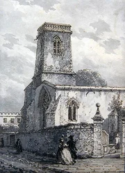 St Peter in the East Church (brunt bläck & grå tvätt)