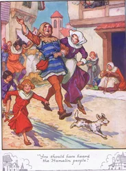 "Du skulle ha hört Hamelin-folket" (färglitografi)