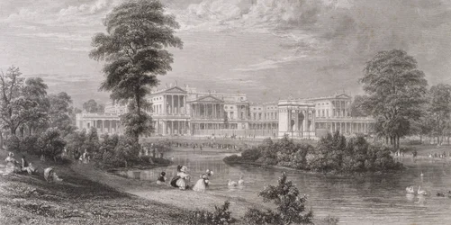 Utsikt över Buckingham Palace och Marble Arch, från St. James