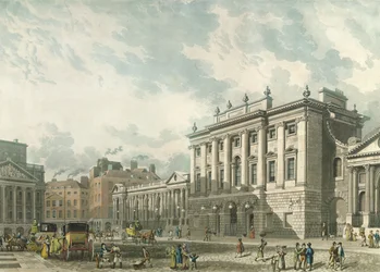 A View of the Bank of England, graverad av Daniel Havell (1785-1826), pub. 1816 av Ackermann