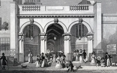 Burlington Arcade, Picadilly, graverad av William Tombleson, 1828