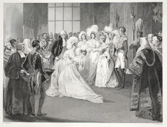 Drawing Room of Queen Victoria, från puben "London Interiors with their Costumes and Ceremonies". Joseph Mead, London, ca 1843 (stålgravyr)