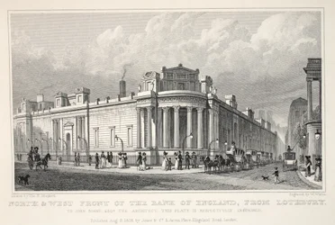 North and West Front of Bank of England från Lothbury, från puben "London and it