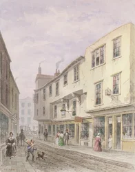 Gamla huset vid ingången till Leather Lane, 1857