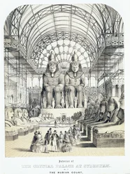 Den nubiska domstolen vid The Crystal Palace i Sydenham, ca 1851-1855 (akvatint)