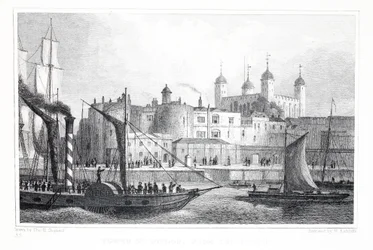 The Tower of London, från Themsen, från puben "London and it