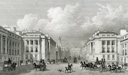 Waterloo Place och en del av Regent Street, pub.1828