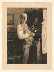 Untitled [Man förbereder sig för att raka sig]