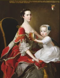 Porträtt av Catherine Compton (död 1784) grevinna av Egmont och hennes äldsta son Charles Perceval (f.1756) 1758