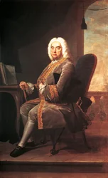 Porträtt av den tysk-engelske kompositören George Frideric Handel (1685-1759)