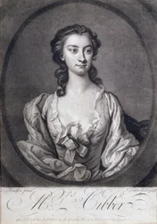 Porträtt av Mrs Cibber (1714-66), skådespelerska och sångerska, graverad av John Faber (1684-1756), 1746