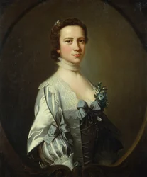 Porträtt av en dam i Van Dyck-klänning (olja på duk)
