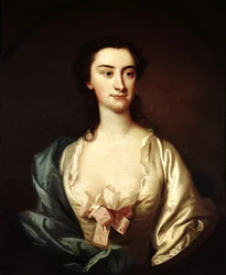 Porträtt av sångerskan Susannah Maria Cibber, ca 1745