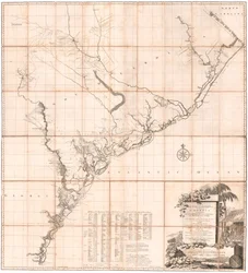 En karta över South Carolina och en del av Georgia av De Brahm