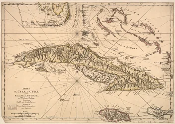 En karta över ön Kuba, med Bahamaöarna, Floridabukten och Windward Passage - ritad från engelska och spanska kartor. LOC 73697703
