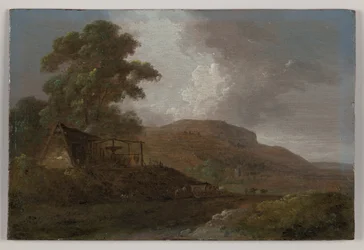 Walesiskt landskap med blygruvor