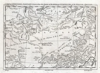 En karta över västra Tartariet ritad efter jesuiternas kartläggning och Mr Kyrillows karta över det ryska imperiet.