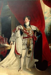 Kung George IV, stående i strumpebandskläder, ca 1830 (olja på duk)