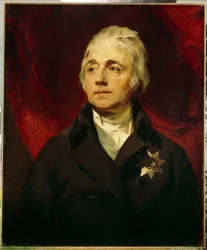 Porträtt av greve Semyon Romanovich Vorontsov (1744-1832) (Porträtt av greve Semyon Romanovich Vorontsov). Målning av Sir Thomas Lawrence (1769-1830), olja på duk. Engelsk konst, sent 1700-tidigt 1800-tal, romantik. State Hermitage, Sankt Petersburg.