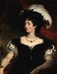Porträtt av Charlotte Florentia, hustru till Hugh, 3:e hertigen av Northumberlandm 1828-29 (olja på duk)