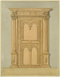Carved Oak Doorway, 6 Redcliffe Street (akvarell på papper)
