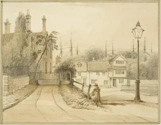 Lower College Green, eller College Square (akvarell på papper)