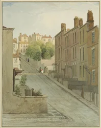 Montague Street och hus på Kingsdown (penna och akvarell på papper)
