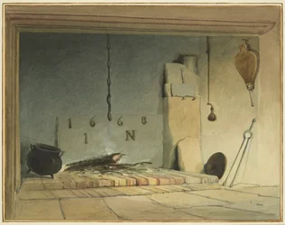 Gammal öppen spis i bondgården (del av Barr
