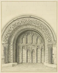 Mindre välvd gateway som gränsar till Deanery of Bristol Cathedral (penna och akvarell på papper)