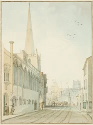 Kyrkan St John-on-the-Wall, med utsikt mot kajen (akvarell på papper)