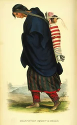 Chippeway squaw och barn, 1848 (handfärgad litho)