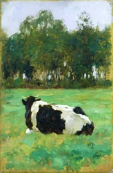 A Cow in the Meadow (olja på kartong)