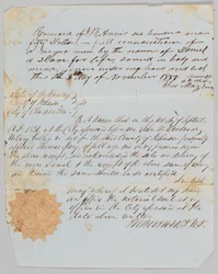 Försäljningsnota för en man vid namn Daniel till Jerome B. Annis, 1 november 1851.