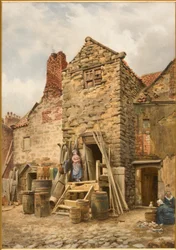 Old Sparrow Hall, Cullercoats (kroppsfärg, penna och wc på papper)