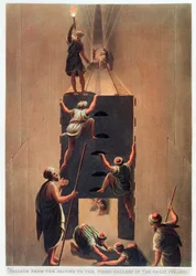"Passage från det andra till det tredje galleriet i den stora pyramiden", Giza, Egypten, 1802