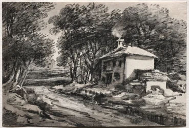 Landskap med Cottage recto, ca. 1820-talet.