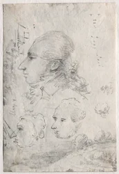 Studies of Heads verso, c. 1820-talet.